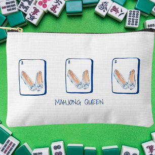 MAHJONG QUEEN Blue Stripe Flats Mahjong Preppy Accessory Pouch