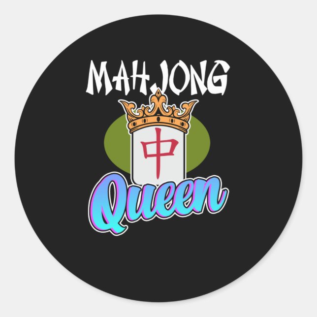 Mahjong Queen Game Mahjong Player Games Graphic Classic Round Sticker (Front)