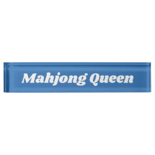 Mahjong Queen in Bright Blue Nameplate