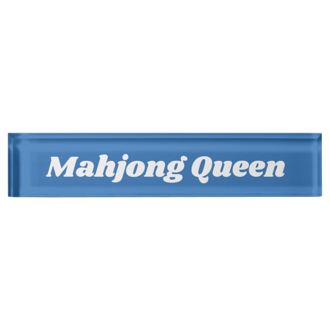 Mahjong Queen in Bright Blue Nameplate (Front)