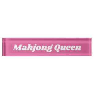 Mahjong Queen in Bright Pink Nameplate
