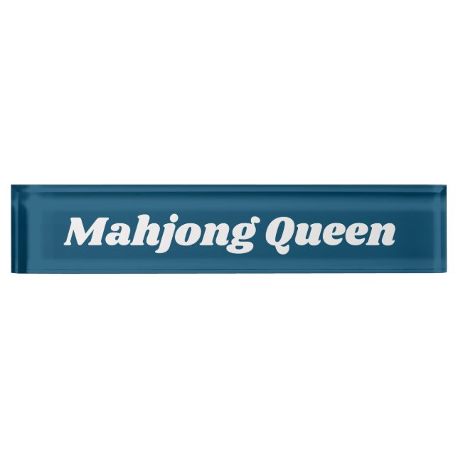 Mahjong Queen in Teal Blue  Nameplate (Front)