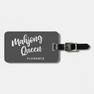 Mahjong Queen Personalised Name Black and White Luggage Tag