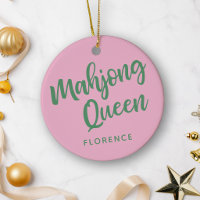 Mahjong Queen Personalised Name Pink and Green