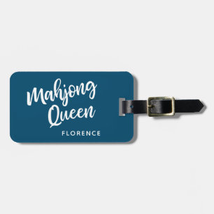 Mahjong Queen Personalised Name   Teal Blue Luggage Tag