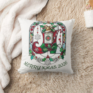 Mahjong Queen Stained Glass Christmas Ornament Cushion