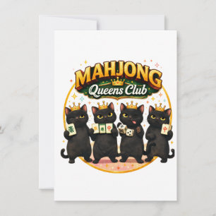 Mahjong Queens Club Cute Black Cats Invitation