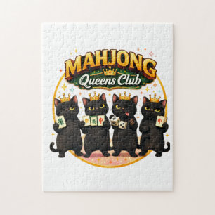 Mahjong Queens Club Cute Black Cats Jigsaw Puzzle