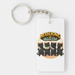 Mahjong Queens Club Cute Black Cats Key Ring