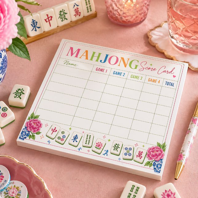 Mahjong Score Card Floral Design Notepad (Creator Uploaded)