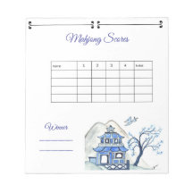 Mahjong Score Sheet Blue Pagoda