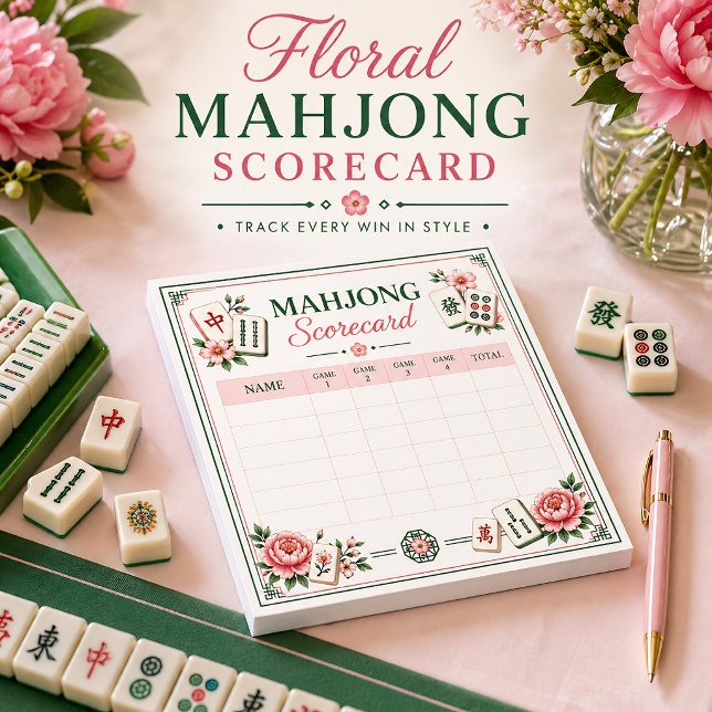 Mahjong Scorecard Floral  Notepad (Creator Uploaded)