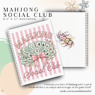 Mahjong Social Club 8.5" x 11" Spiral Notebook