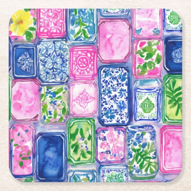 Mahjong Square Paper Coaster (Front)