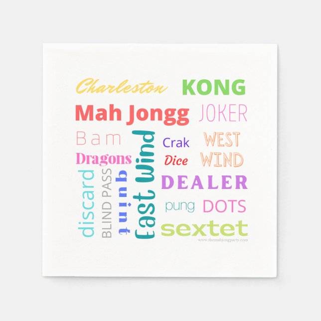 Mahjong themed napkin featuring American Mah Jongg (Front)