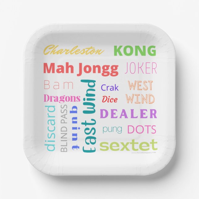 Mahjong themed plates featuring American Mah Jongg (Front)