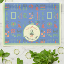 Mahjong Tile Colorful Pattern Personalized drk bl