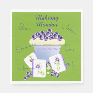 Mahjong Tiles and Blueberry Cupcake Paper Napkin