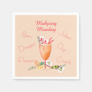 Mahjong Tiles and Cocktail Paper Napkin