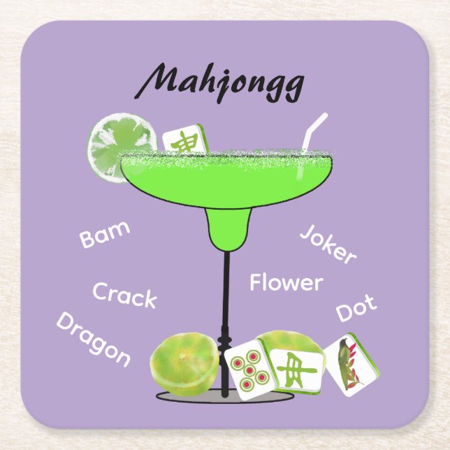 Mahjong Tiles and Margarita Paper Coaster (Front)