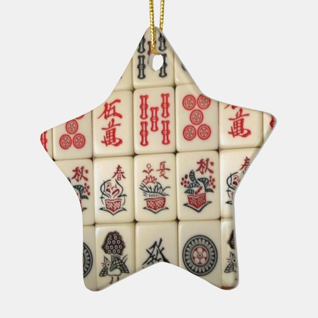 Mahjong tiles and Panda monogrammed Ceramic Tree Decoration (Left)