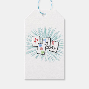 Mahjong Tiles Blue Gift Tags