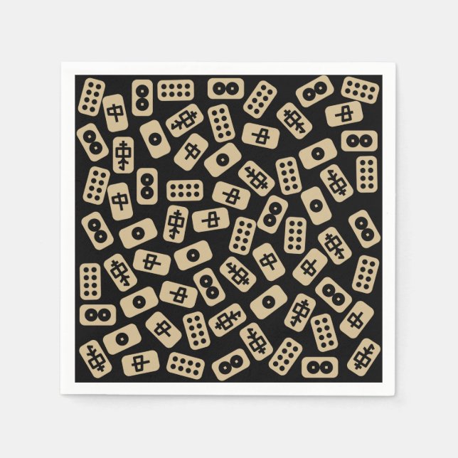 Mahjong tiles brown on black napkin (Front)