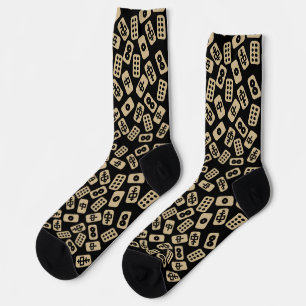 Mahjong tiles brown on black socks