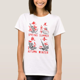 Mahjong Tiles, Four Seasons , On White Background T-Shirt