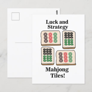 Mahjong Tiles Luck Strategy Player Fans Postcard