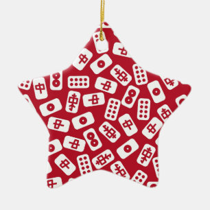 Mahjong Tiles Merry Christmas Ceramic Tree Decoration