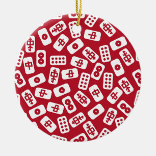 Mahjong Tiles Merry Christmas Ceramic Tree Decoration