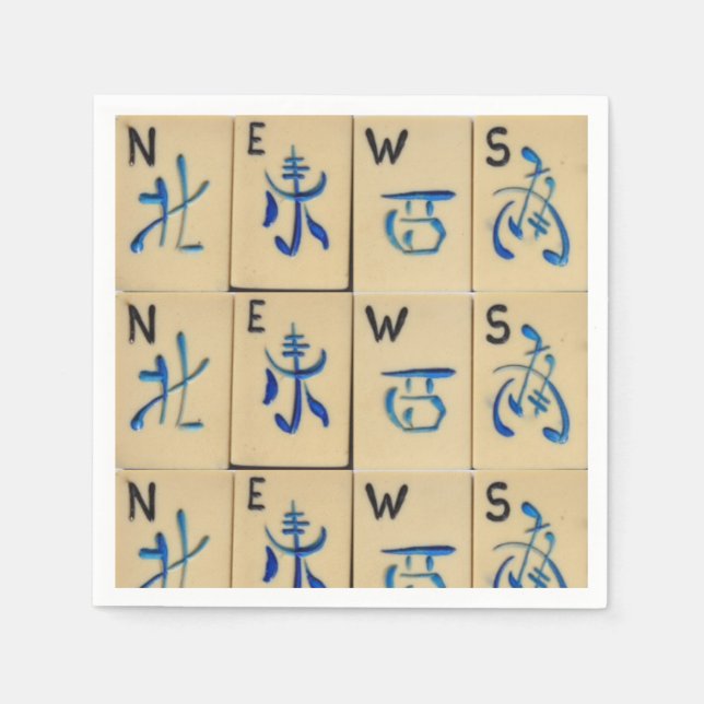 MAHJONG TILES Napkins CUTE NEWS tiles parties gift (Front)