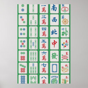 Mahjong Tiles on Green Poster
