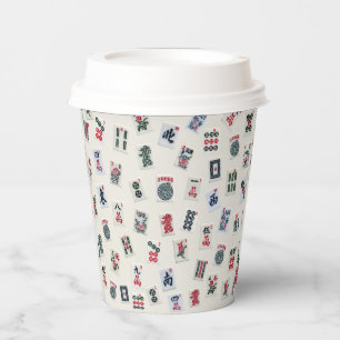 MahJong tiles on pastel badge background Paper Cups