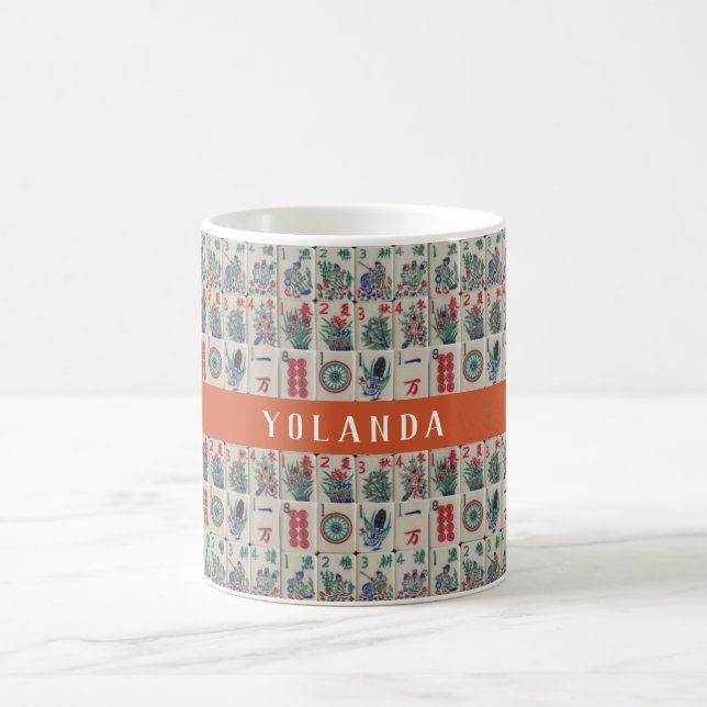 Mahjong Tiles Pattern Personalised Coffee Mug (Center)