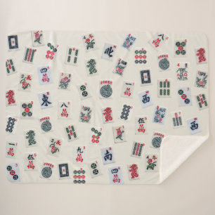 MahJong tiles photography on badge background Sherpa Blanket