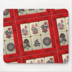 Mahjong tiles red frames mouse mat