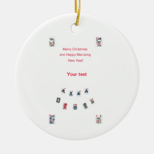 Mahjong tiles symbols design for Christmas Ceramic Tree Decoration
