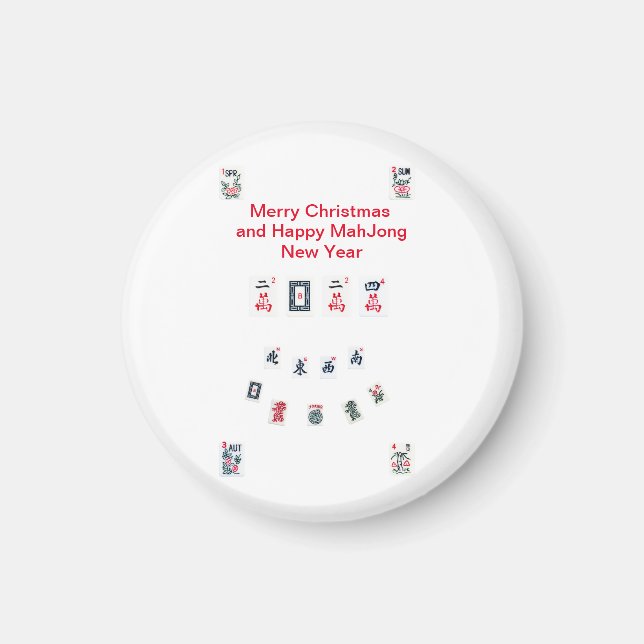 Mahjong tiles symbols design for Christmas Magnet (Front)