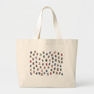Mahjong tiles (symbols) design large tote bag