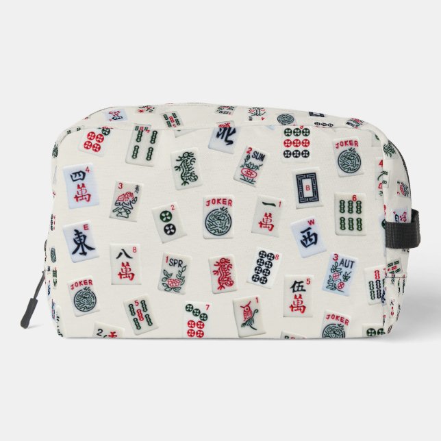 Mahjong tiles symbols design on badge dopp kit (Back)