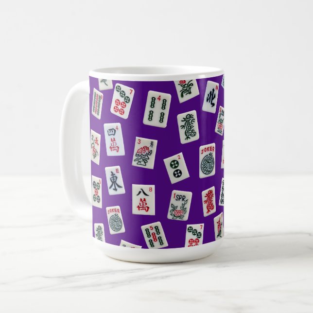 MahJong tiles (symbols) on purple Coffee Mug (Front Left)