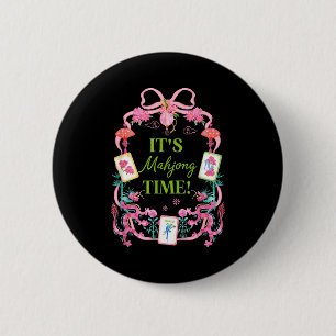 Mahjong time coquette bow aesthetic mah jong playe 6 cm round badge