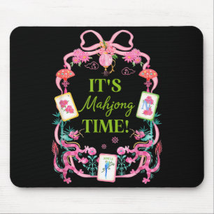 Mahjong time coquette bow aesthetic mah jong playe mouse mat