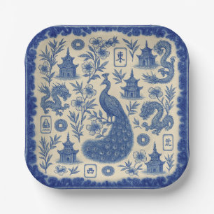 Mahjong Toile Paper Plates