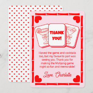 Mahjong Valentine's Pink Thank You Card
