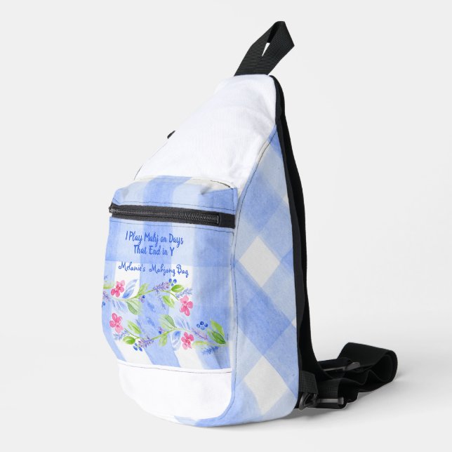 Mahjong Watercolor Flower Check Zip Tile Dice Bag  (Right Corner)