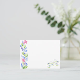 Mahjong Watercolor Flower Place Card