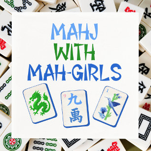 Mahjong With Mah Girls / Watercolor Mahjong Tiles  Napkin